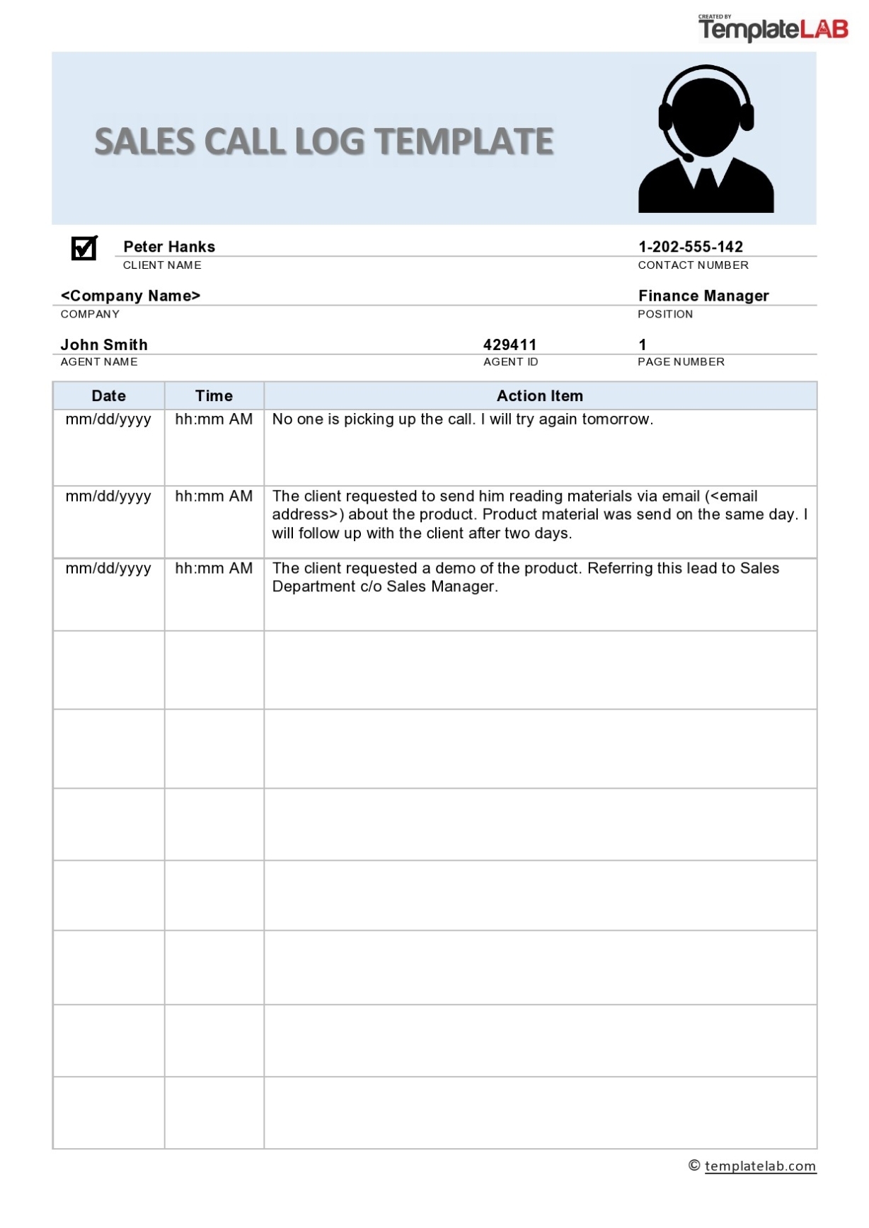 Free Sales Call Report Template - Printable Form, Templates And Letter regarding Sales Call Report Template Free
