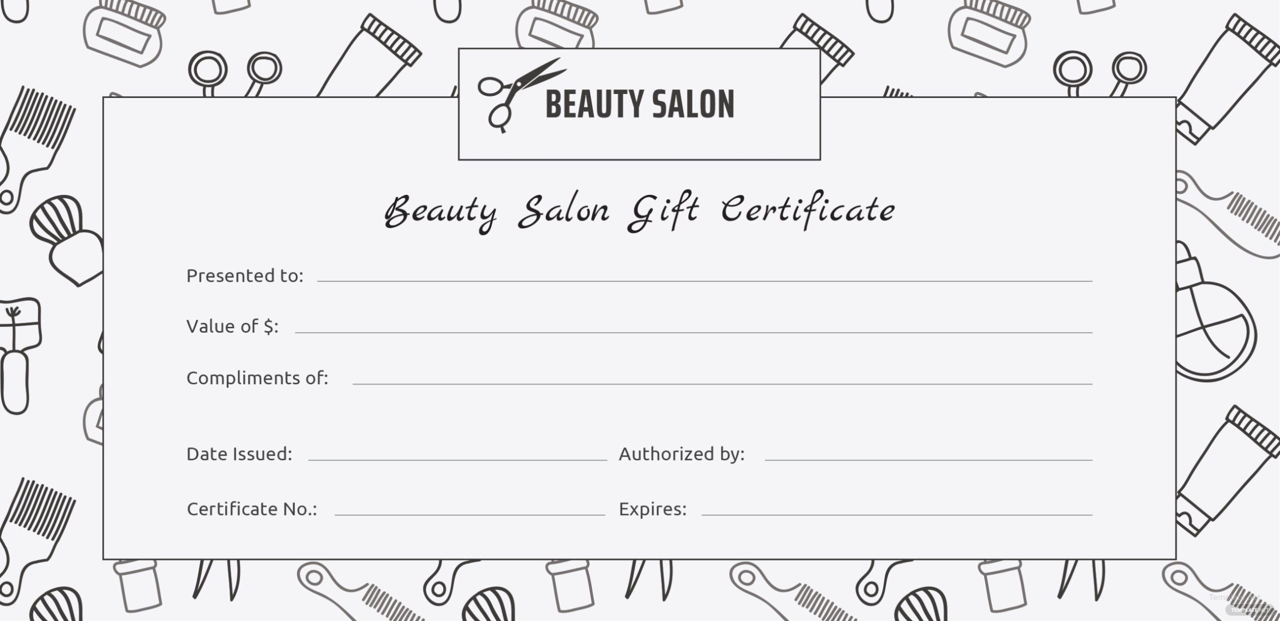 Free Salon Gift Certificate Template In Adobe Illustrator, Microsoft Regarding Black And White Gift Certificate Template Free