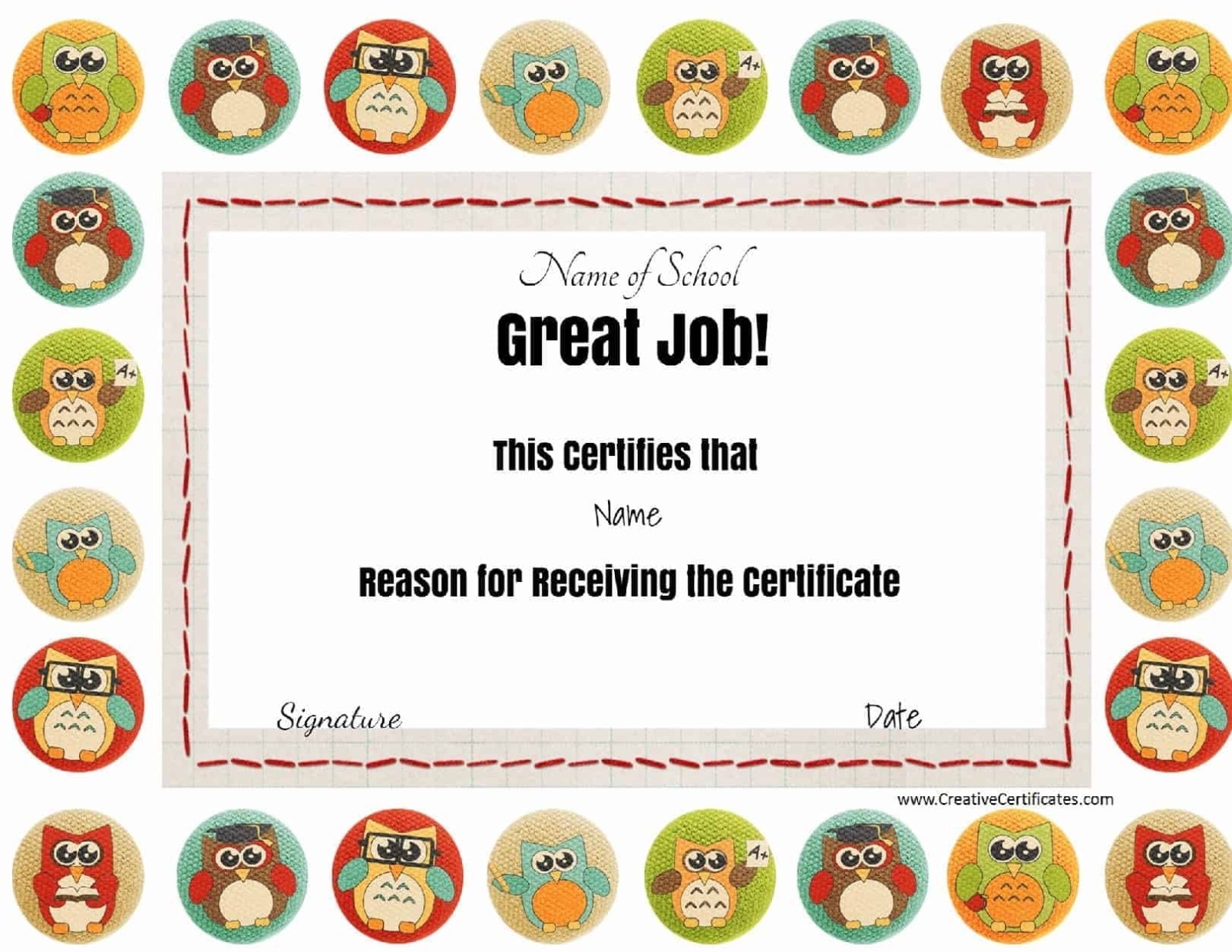 Free School Certificates & Awards With Regard To Good Job Certificate Template
