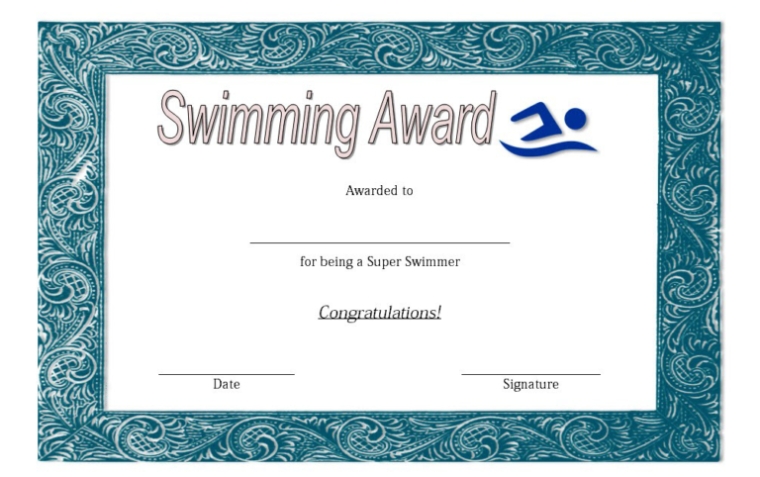 Free Swimming Certificate Template - Thevanitydiaries Inside Free Swimming Certificate Templates