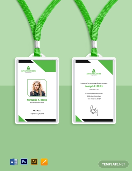 Freelance Staff Id Card Template - Word | Psd | Apple (Mac) Pages In Faculty Id Card Template