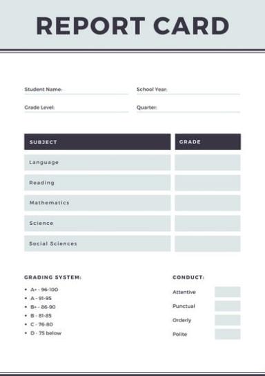Gray Simple Homeschool Report Card - Templates By Canva Within Homeschool Report Card Template Middle School