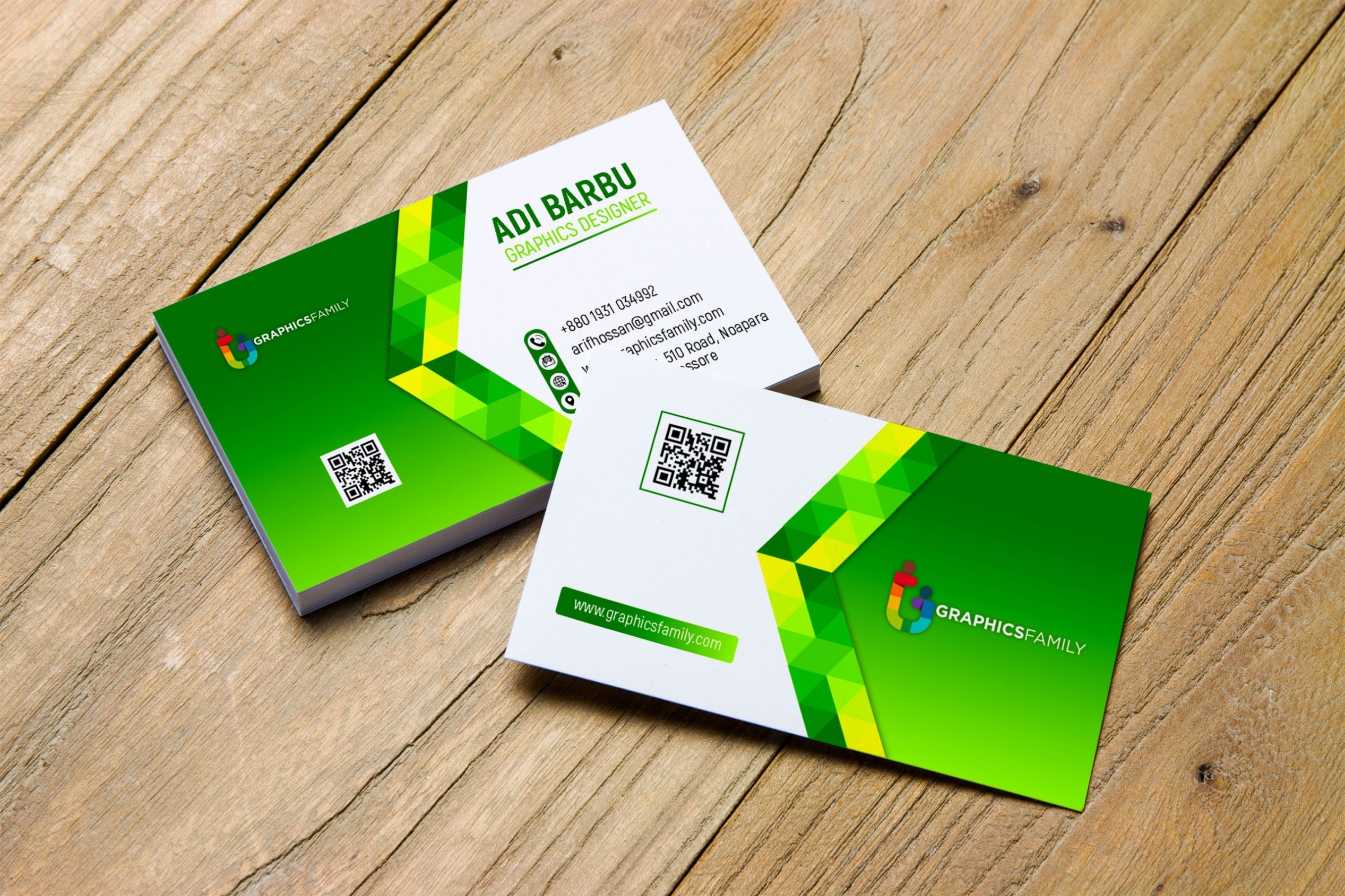 Green Abstract Business Card Free Psd Template - Graphicsfamily Within Psd Visiting Card Templates