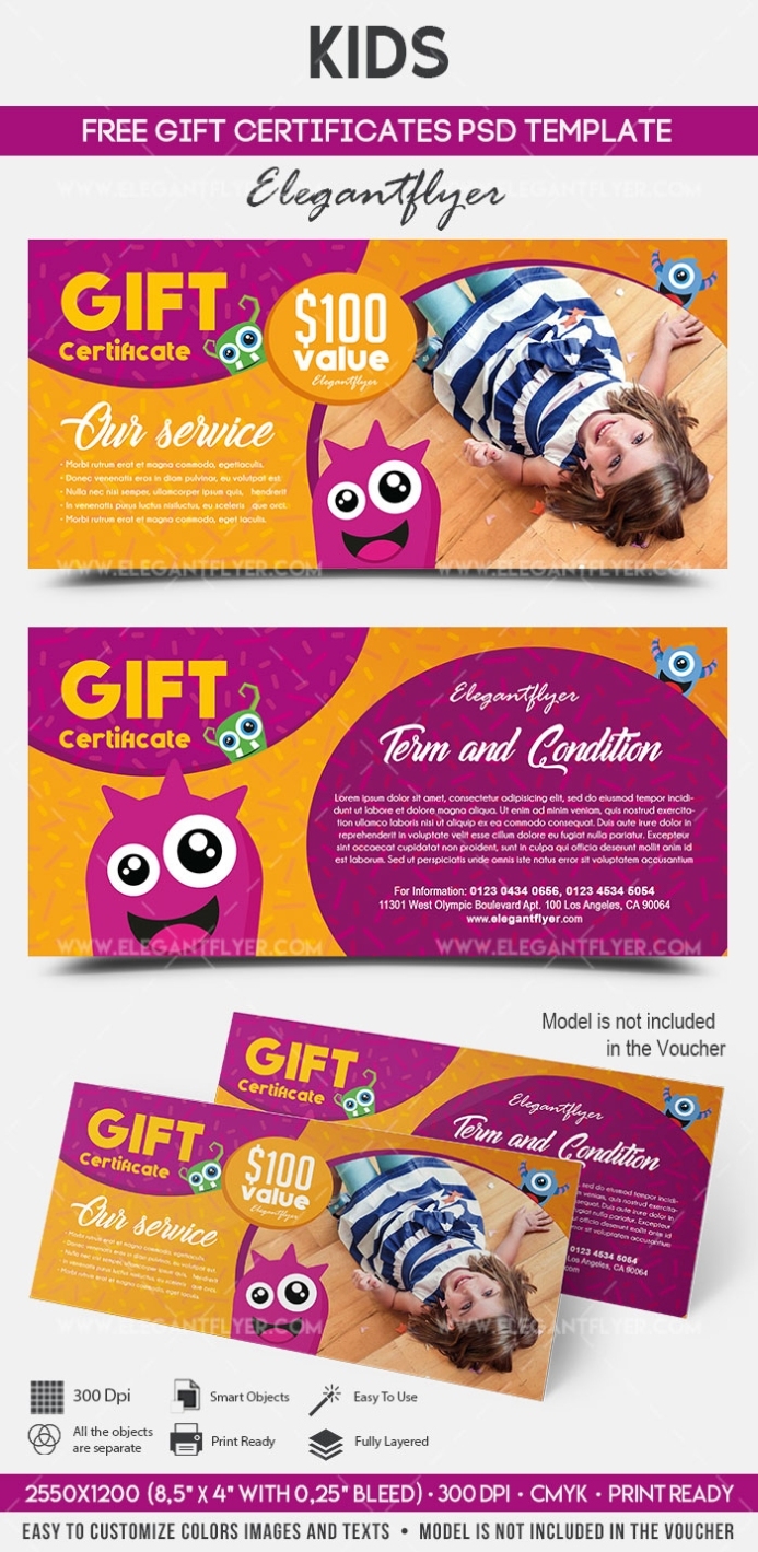 Kids - Free Gift Certificate Psd Template - By Elegantflyer With Kids Gift Certificate Template