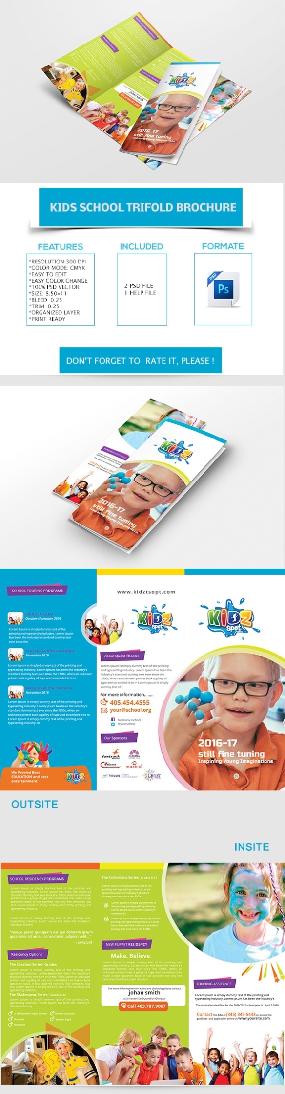 Kid'S School Trifold Brochure Template (Free Download) On Behance In Brochure Templates For School Project