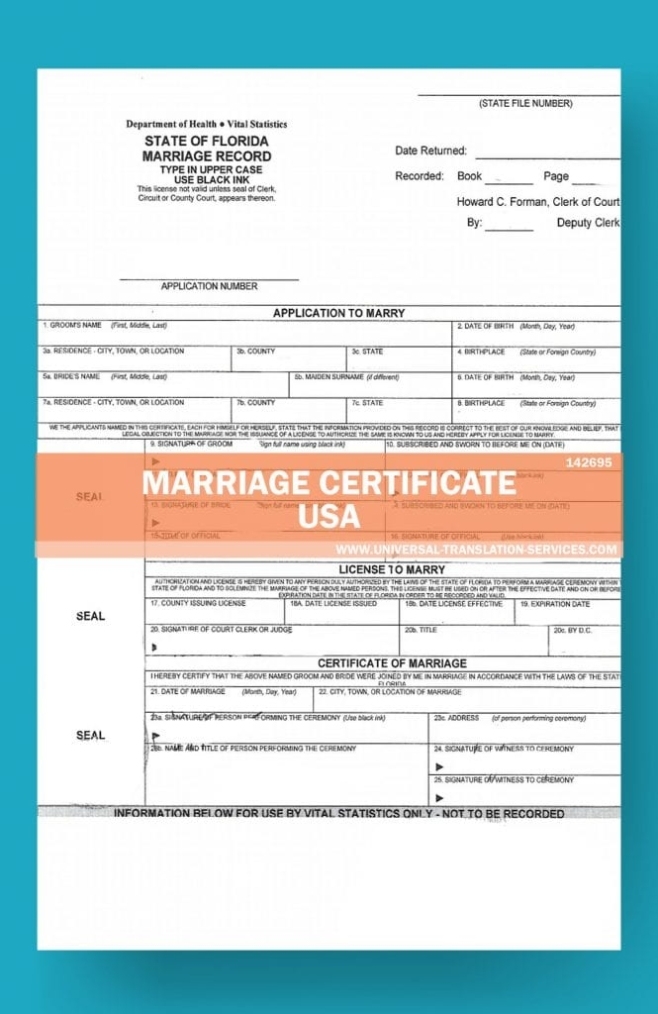 Marriage Certificate Translation Template Usa At $15 (Best Offer) Inside Marriage Certificate Translation Template