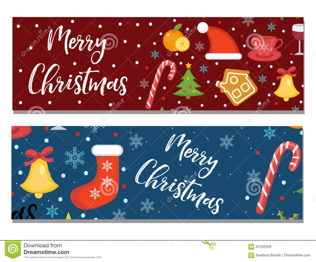 Merry Christmas Set Of Banners, Template With Space For Text For Your Regarding Merry Christmas Banner Template