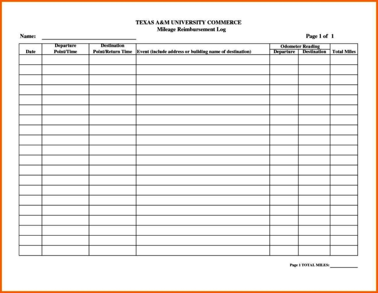 Mileage Expense Form Template Free - Sampletemplatess - Sampletemplatess Throughout Mileage Report Template
