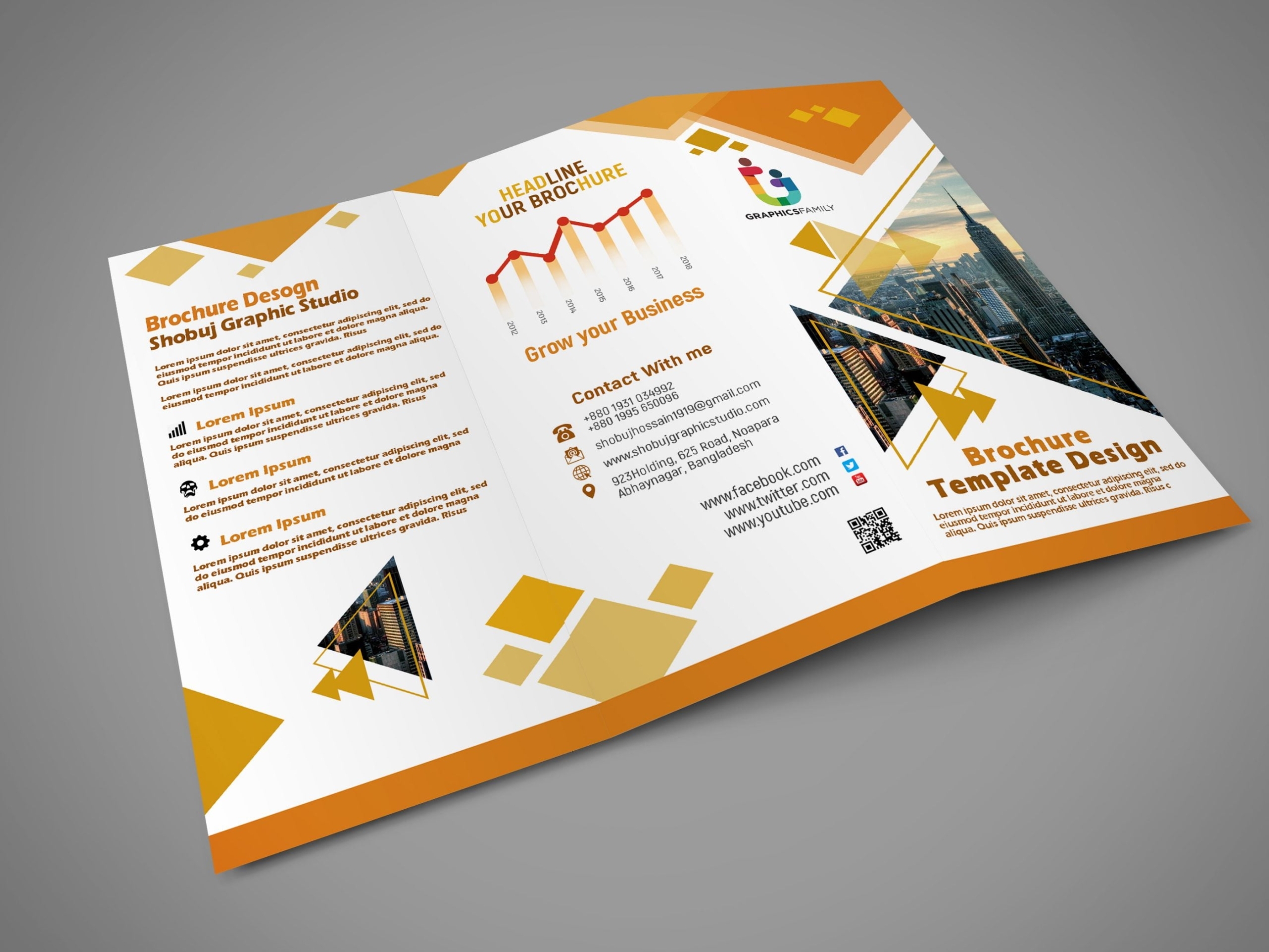 Modern Tri Fold Brochure Design Free Psd - Graphicsfamily inside Brochure Psd Template 3 Fold