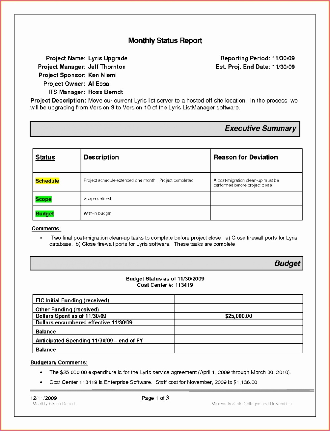 Monthly Status Report Template | Best Template Ideas Pertaining To Project Manager Status Report Template