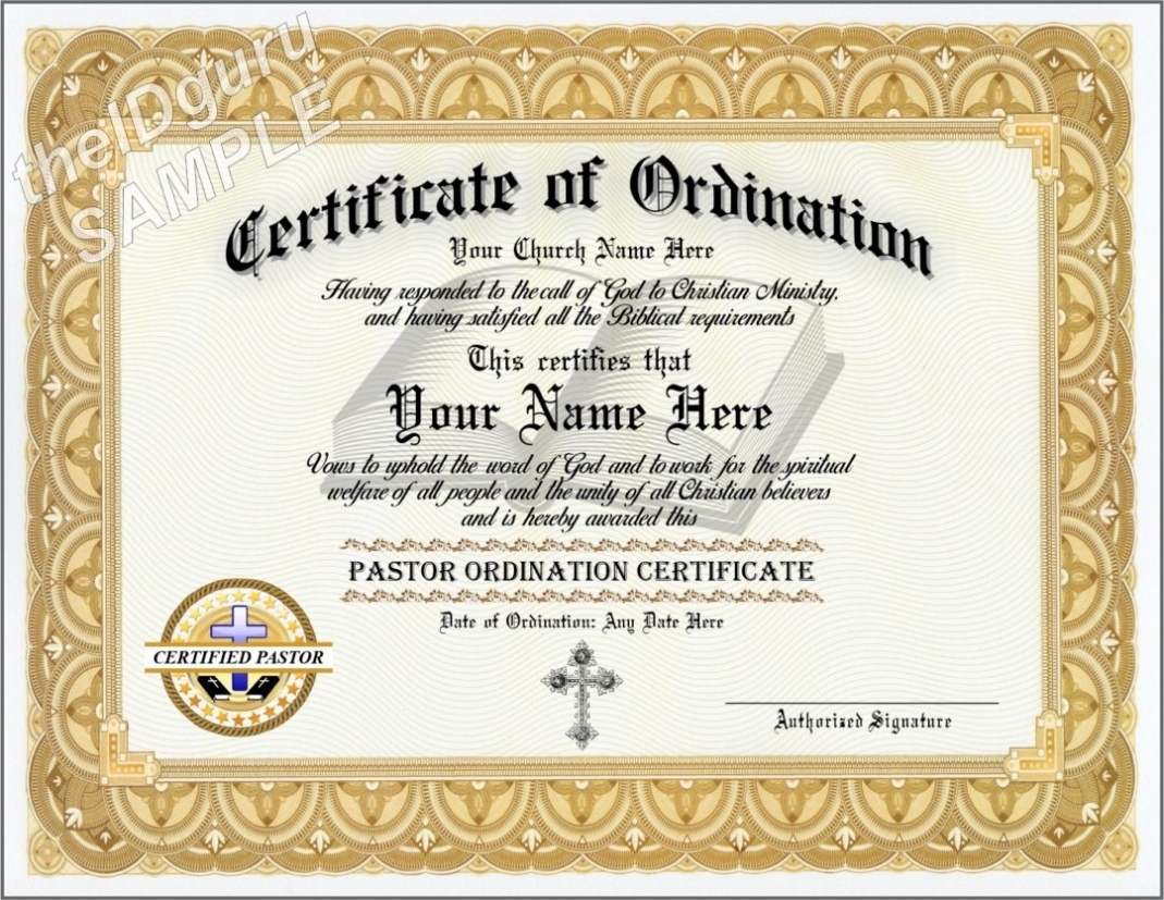 Ordination Certificate Template Intended For Certificate Of Ordination Template