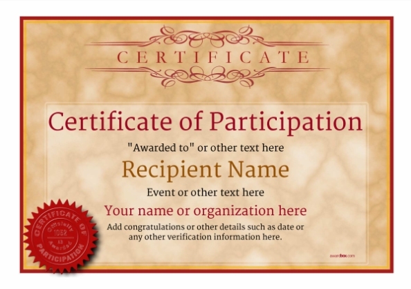 Participation Certificate Templates - Free, Printable, Add Badges & Medals. Within Free Templates For Certificates Of Participation