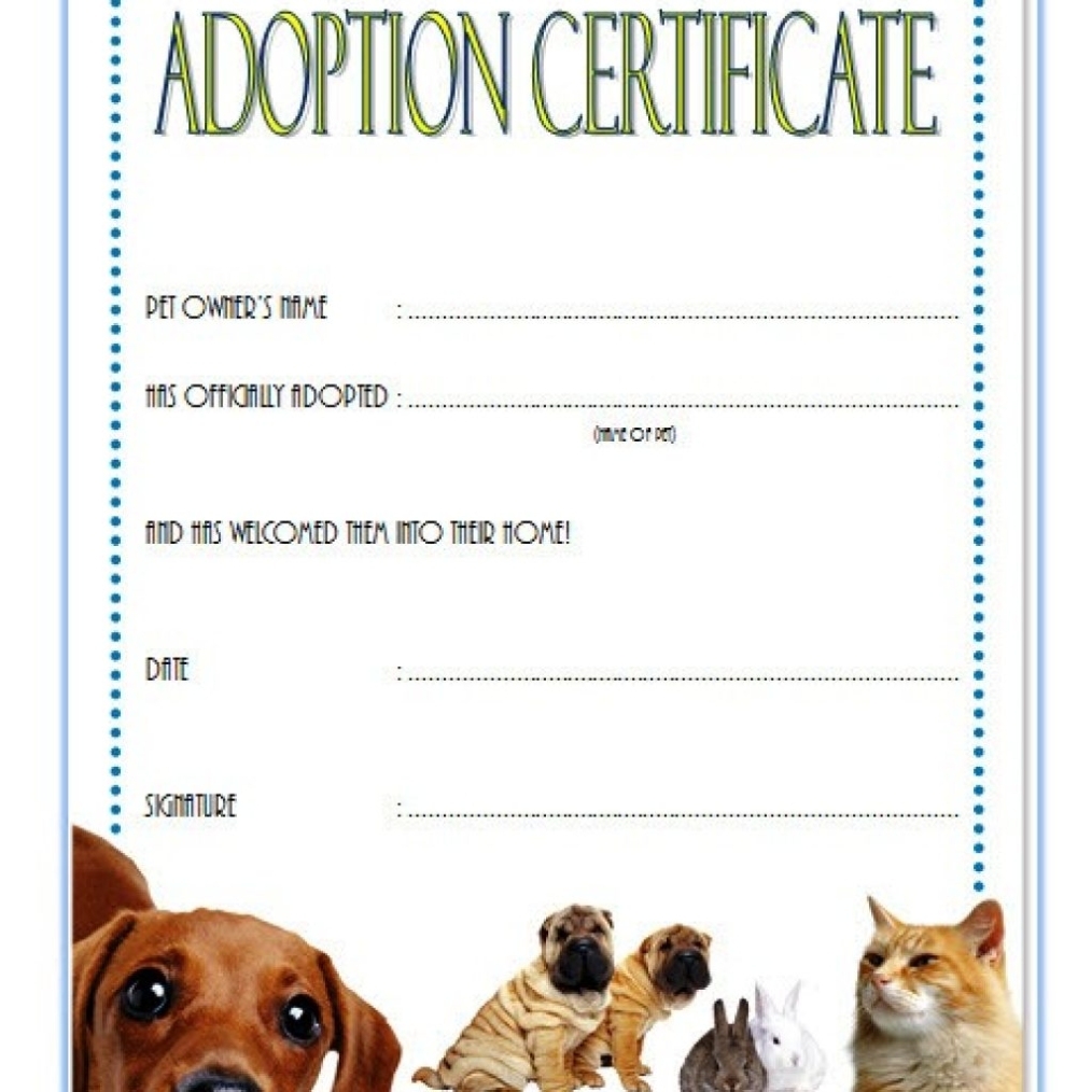 Pet Adoption Certificate Template Free: 10+ Best 2020 Ideas For Adoption Certificate Template
