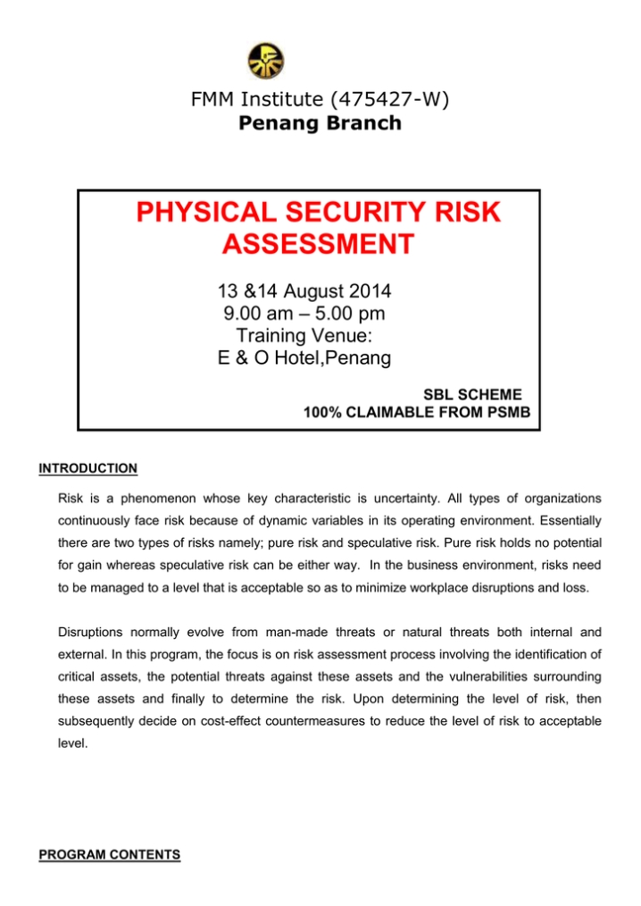 Physical Security Risk Assessment with regard to Physical Security Risk Assessment Report Template