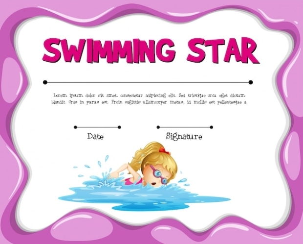 Premium Vector | Swimming Star Certificate Template With Girl Swimming Intended For Free Swimming Certificate Templates