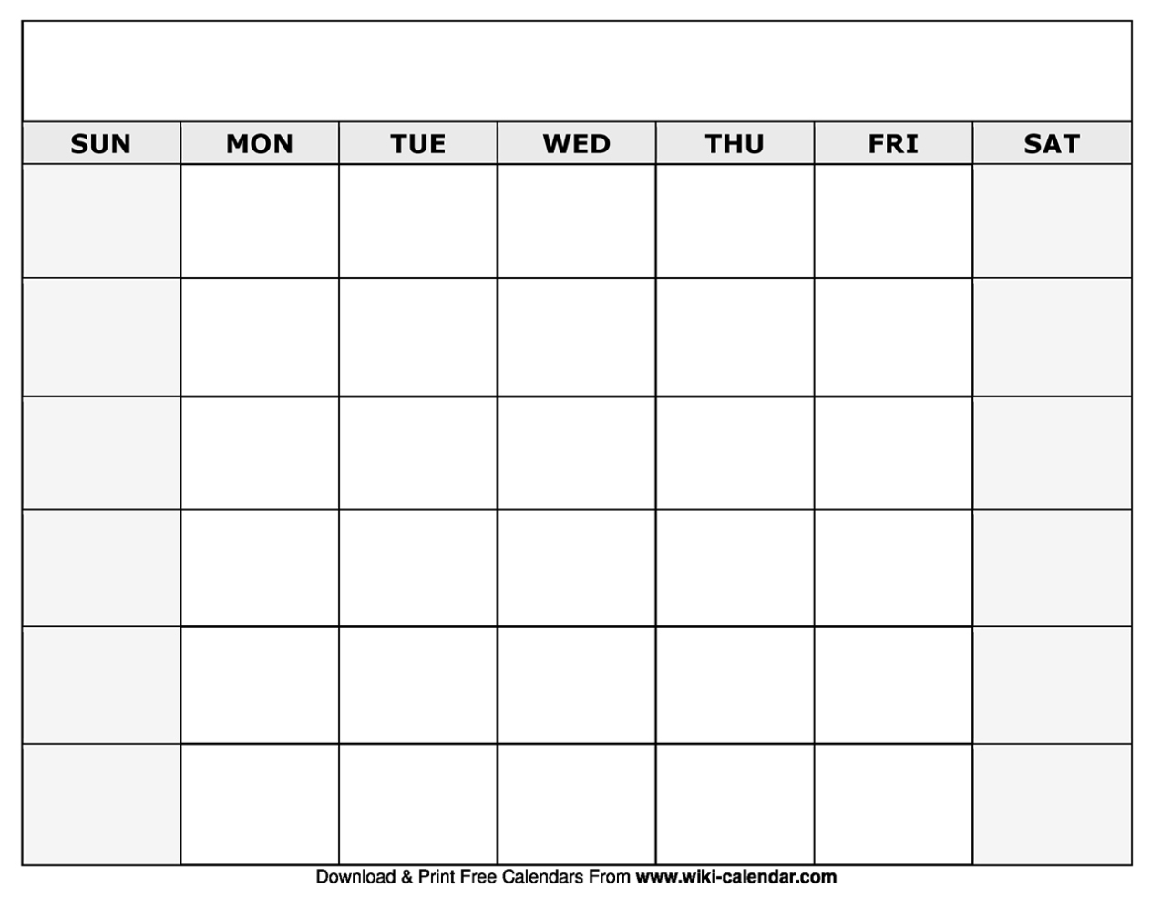 Printable Blank Monthly Calendar Activity Shelter - Printable Blank For Full Page Blank Calendar Template