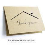 Printable Home Thank You Card Template, Blank Folded Thanks Notecard, Realtor Real Estate Agent intended for Thank You Note Cards Template