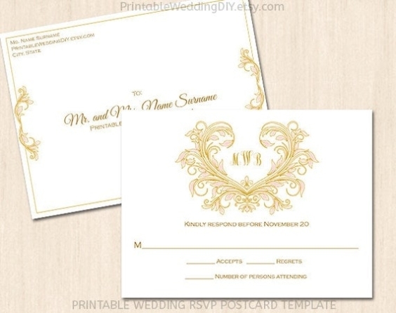 Printable Wedding Rsvp Postcard Template By Yourweddingtemplates Pertaining To Template For Rsvp Cards For Wedding