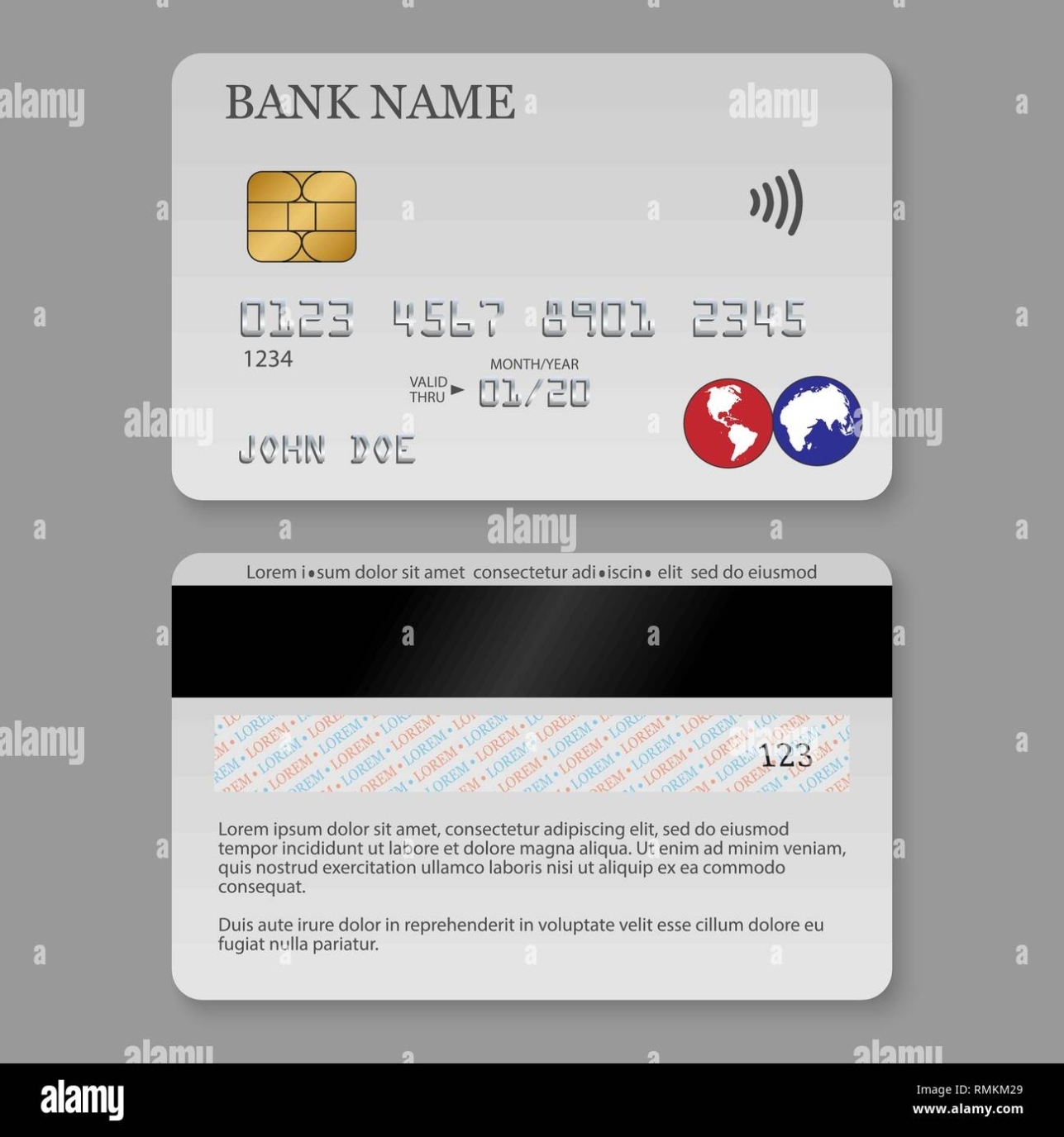 Realistic Detailed Credit Card. Front And Back Side Template Stock In Credit Card Templates For Sale