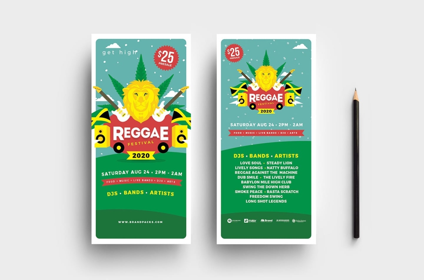 Reggae Festival Dl Card Template - Psd, Ai & Vector - Brandpacks Throughout Dl Card Template