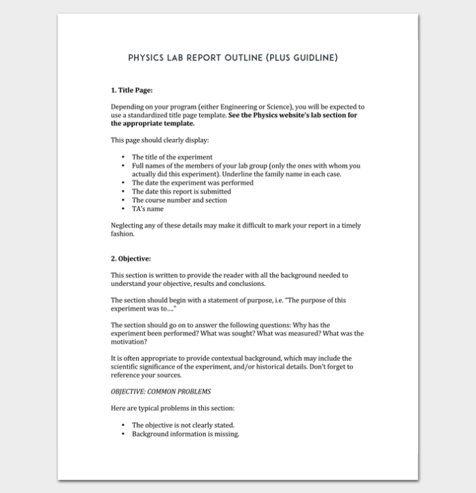 Report Outline Template - 19+ Samples, Formats & Examples With Regard To Physics Lab Report Template