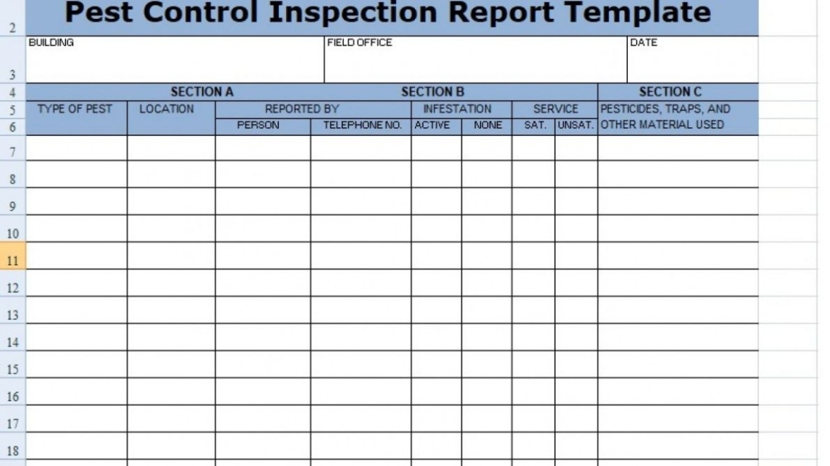 Sample Pest Control Inspection Report Template Microsoft Project Pest Control Report Template In Pest Control Report Template