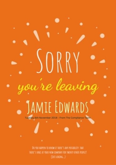 Sorry You'Re Leaving Cards With Sorry You Re Leaving Card Template
