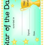 Star Of The Day Award Certificate Template - Green Download Printable for Star Certificate Templates Free