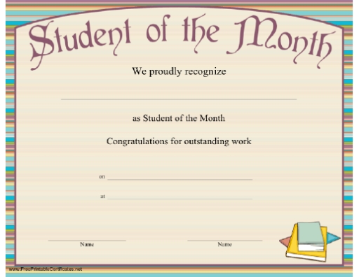 Student Of The Month Certificate Printable Certificate Pertaining To Free Printable Student Of The Month Certificate Templates