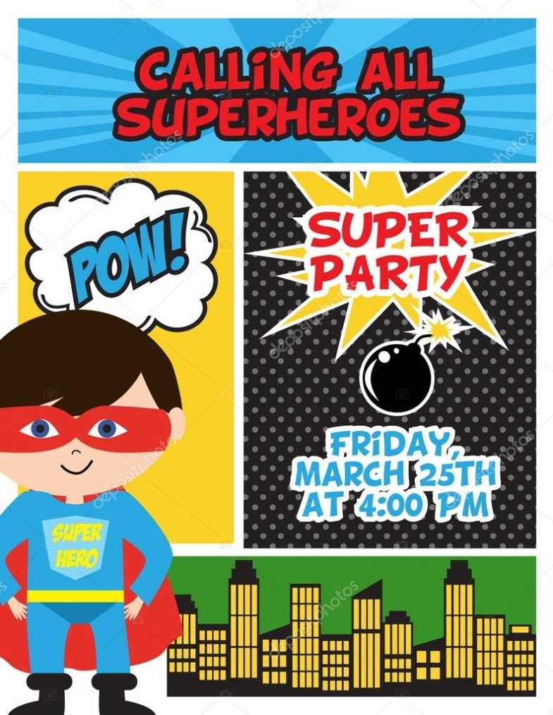 Superhero Birthday Invite | Super Hero Birthday Invitation Card — Stock Within Superhero Birthday Card Template
