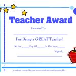Teacher-Awards-9 New Certificat Templates - Free Printable Certificates For Teachers | Free pertaining to Classroom Certificates Templates