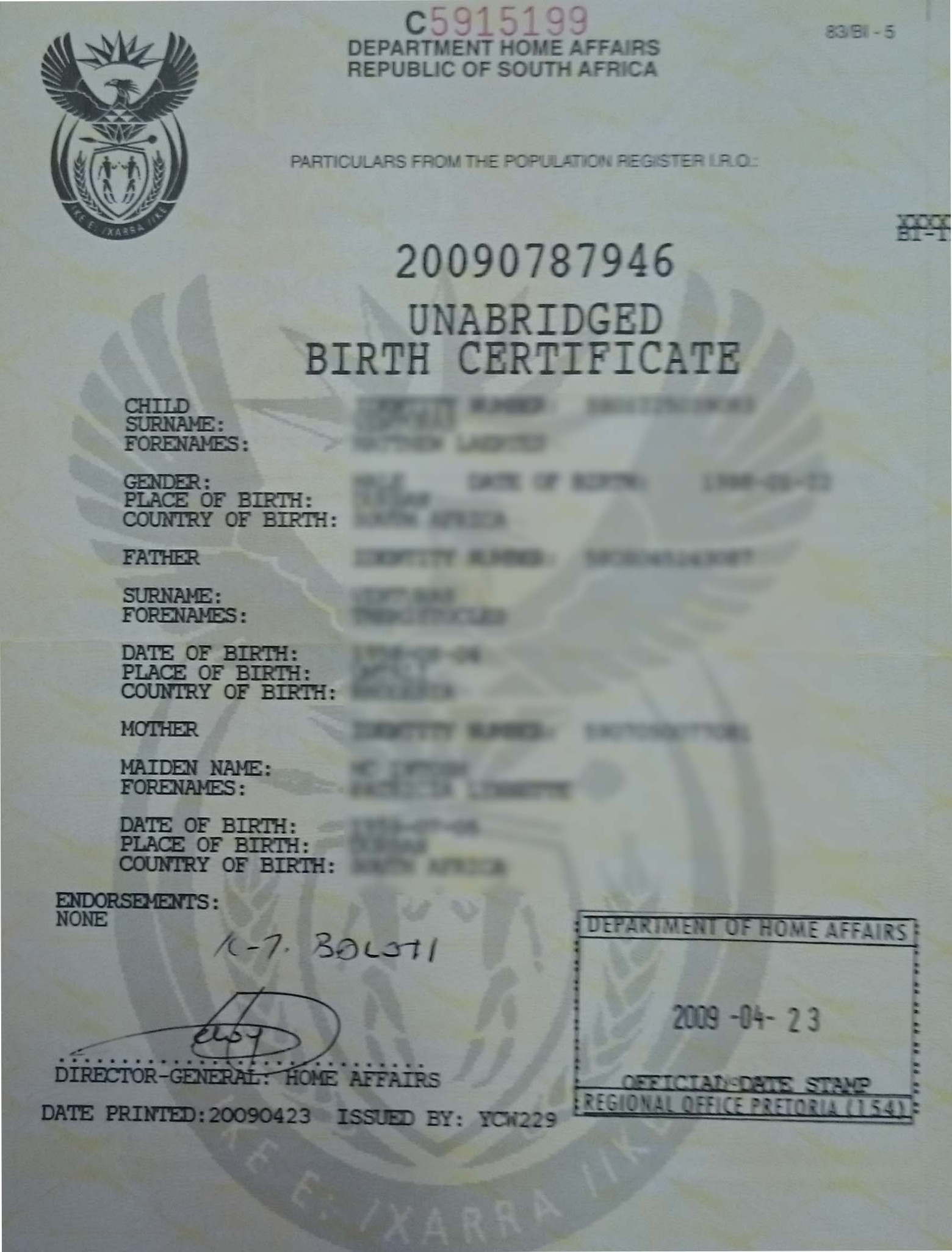 Unabridged Birth Certificate | Savisas In South African Birth Certificate Template