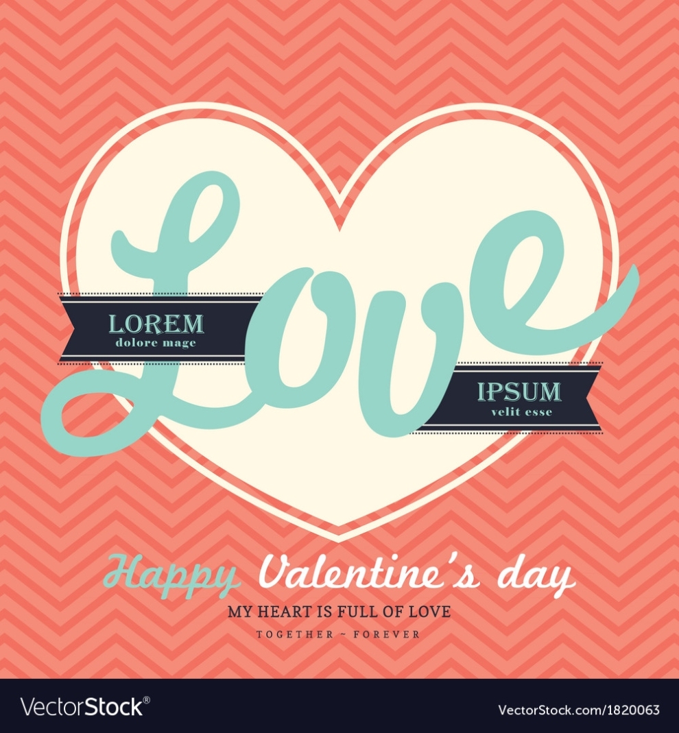 Valentines Day Invitation Card Template Love Word Vector Image in Valentine Card Template Word