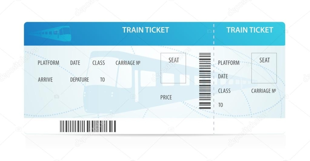 Vector Train Ticket Template (Layout) With Train Silhouette On Intended For Blank Train Ticket Template