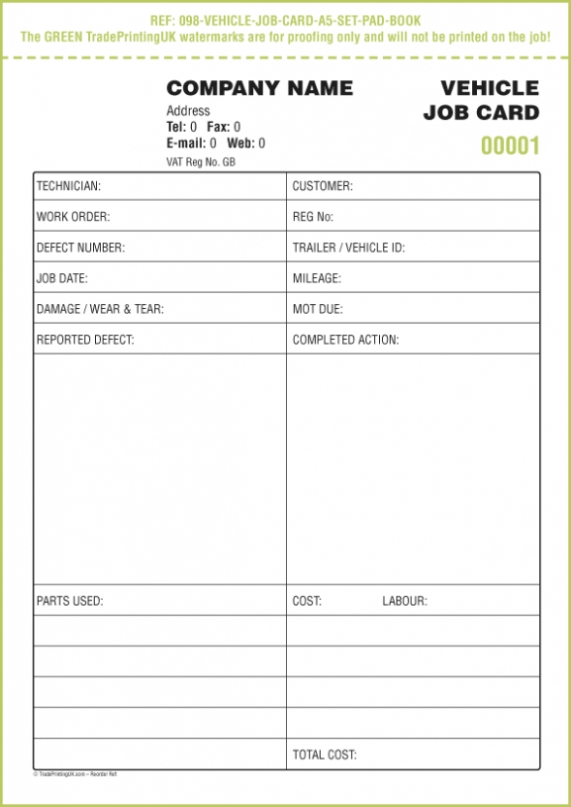 Vehicle Job Card Template Pdf 4 Questions To Ask At Vehicle Job Card Within Maintenance Job Card Template