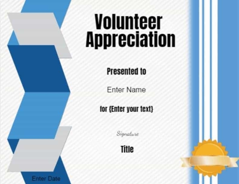 Volunteer Certificate Of Appreciation | Customize Online Then Print Pertaining To Volunteer Certificate Template