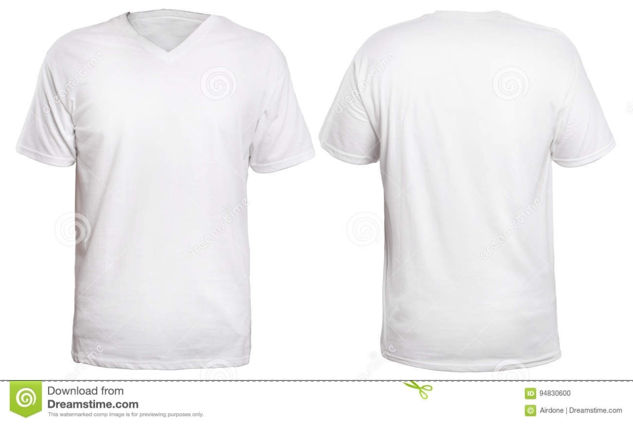White V Neck Shirt Mock Up Stock Photo. Image Of Sleeve - 94830600 With Regard To Blank V Neck T Shirt Template