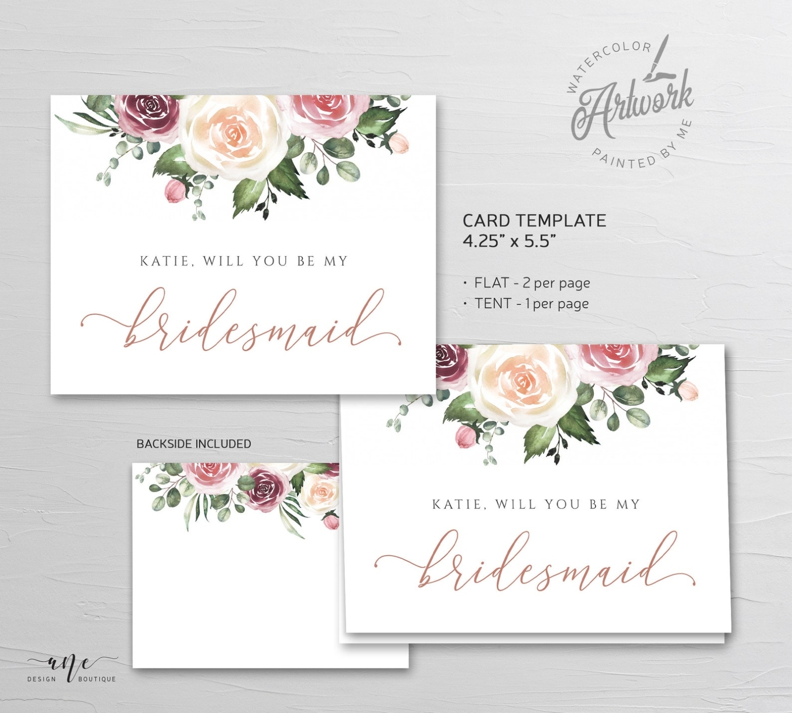 Will You Be My Bridesmaid Card Template Bridesmaid Gift | Etsy Regarding Will You Be My Bridesmaid Card Template