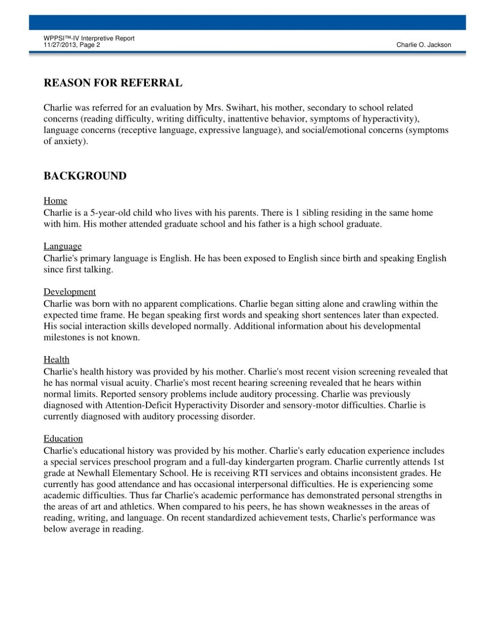 Wppsi Iv Report Template Within Wppsi Iv Report Template